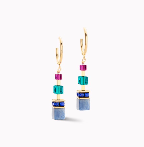 GeoCube Precious statement earrings gold-multicolor